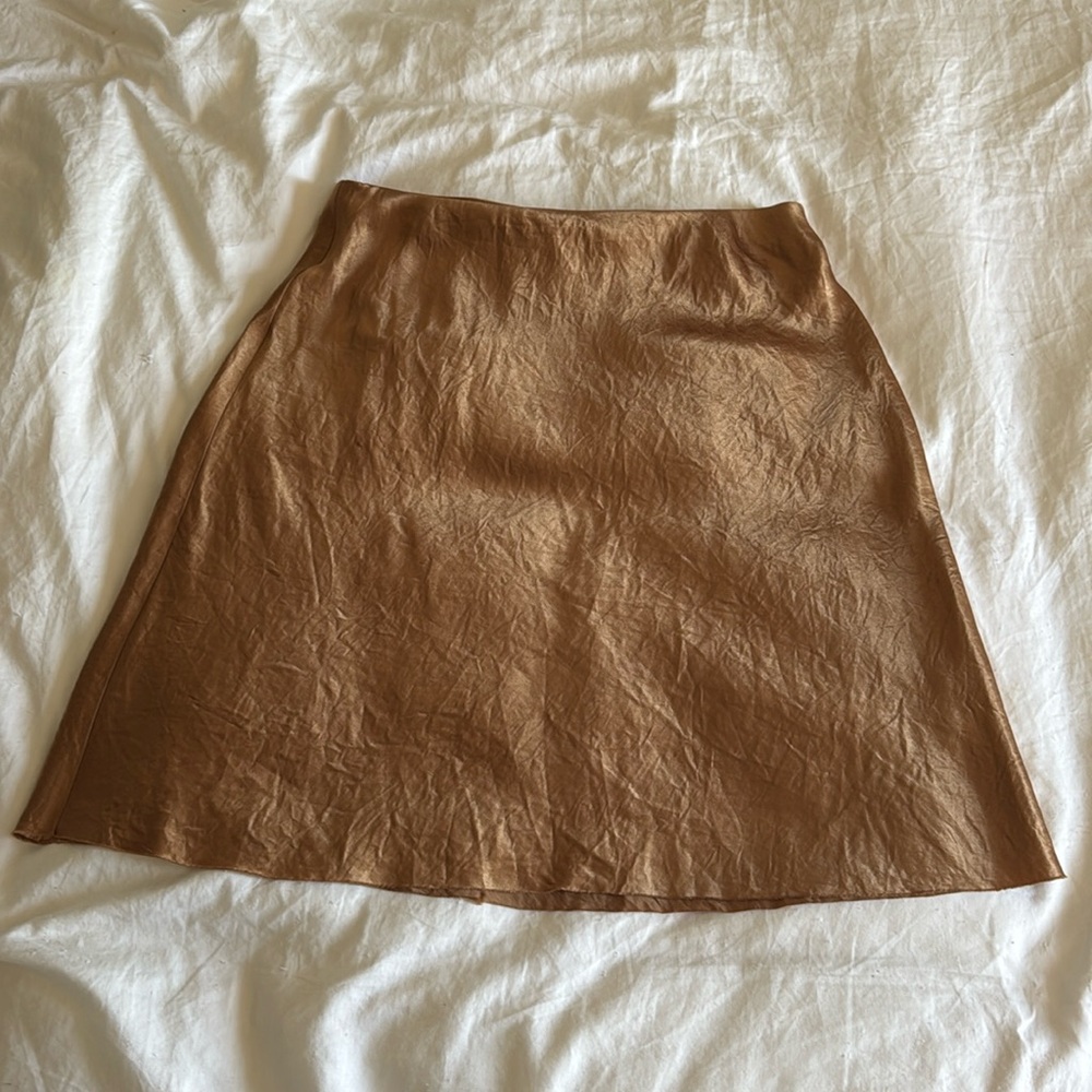 Vince Shimmering Bronze A-Line Skirt